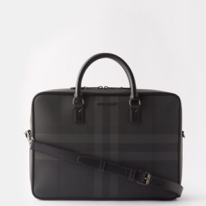 Check Coated-canvas And Leather Briefcase